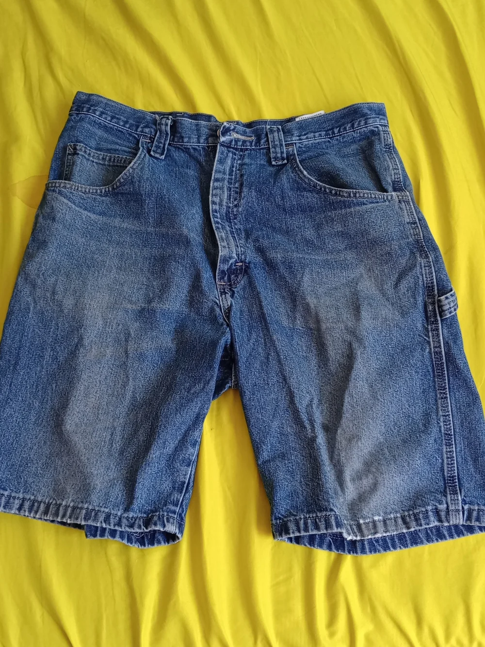 Wrangler Carpenter Jean Shorts Mens 35 Blue Real Comfortable Denim Medium Wash